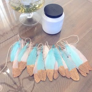 Gold Glitter Tip Feather Decor